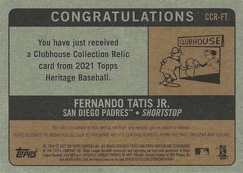 2021 Topps Heritage - Clubhouse Collection Relics Gold #CCR-FT Fernando Tatis Jr. Back