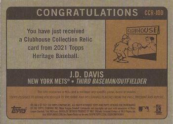 2021 Topps Heritage - Clubhouse Collection Relics Gold #CCR-JDD J.D. Davis Back