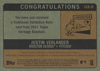 2021 Topps Heritage - Clubhouse Collection Relics Gold #CCR-JV Justin Verlander Back