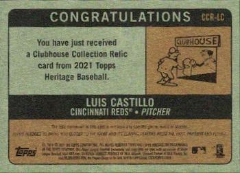 2021 Topps Heritage - Clubhouse Collection Relics Gold #CCR-LC Luis Castillo Back