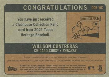 2021 Topps Heritage - Clubhouse Collection Relics Gold #CCR-WC Willson Contreras Back
