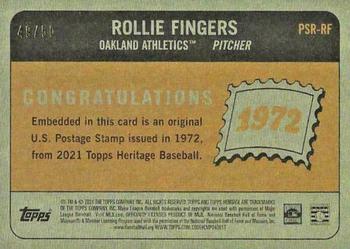 2021 Topps Heritage - 1972 U.S. Postage Stamp Relics #PSR-RF Rollie Fingers Back