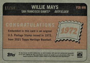 2021 Topps Heritage - 1972 U.S. Postage Stamp Relics #PSR-WM Willie Mays Back