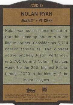 2021 Topps Heritage - 1972 Topps Die Cuts #72DC-13 Nolan Ryan Back