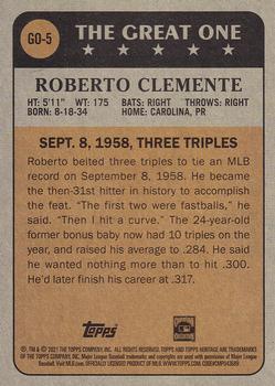 2021 Topps Heritage - The Great One #GO-5 Roberto Clemente Back