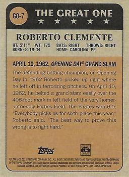 2021 Topps Heritage - The Great One #GO-7 Roberto Clemente Back