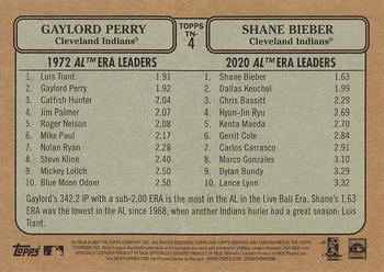 2021 Topps Heritage - Then and Now #TN-4 Gaylord Perry / Shane Bieber Back