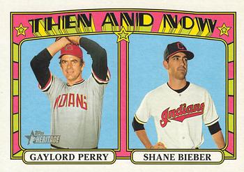 2021 Topps Heritage - Then and Now #TN-4 Gaylord Perry / Shane Bieber Front