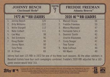 2021 Topps Heritage - Then and Now #TN-7 Johnny Bench / Freddie Freeman Back