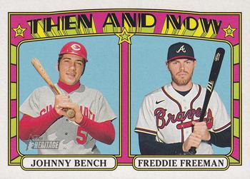 2021 Topps Heritage - Then and Now #TN-7 Johnny Bench / Freddie Freeman Front