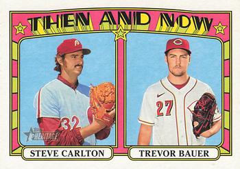 2021 Topps Heritage - Then and Now #TN-10 Steve Carlton / Trevor Bauer Front
