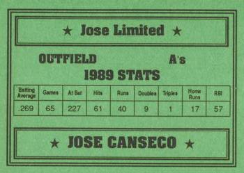 1990 Jose Limited (unlicensed) #NNO Jose Canseco Back
