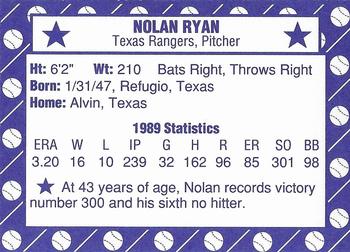 1990 Grand Slam (unlicensed) #NNO Nolan Ryan Back