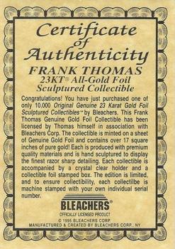 1995 Bleachers 23KT Frank Thomas #NNO COA Front