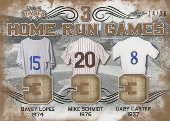 2021 Leaf Lumber - 3 Home Run Games Relics Bronze #3HRG-09 Davey Lopes / Mike Schmidt / Gary Carter Front