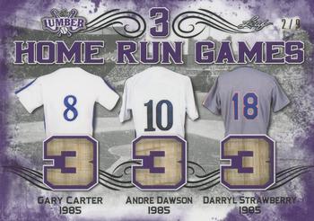 2021 Leaf Lumber - 3 Home Run Games Relics Purple #3HRG-12 Gary Carter / Andre Dawson / Darryl Strawberry Front