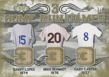 2021 Leaf Lumber - 3 Home Run Games Relics Gold #3HRG-09 Davey Lopes / Mike Schmidt / Gary Carter Front