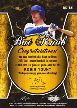 2021 Leaf Lumber - Bat Knob Relics #BK-85 Robin Yount Back