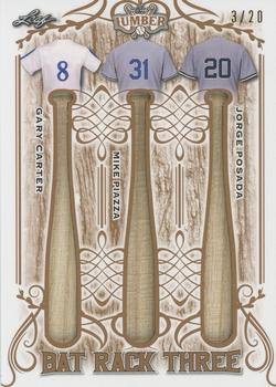 2021 Leaf Lumber - Bat Rack Triple Relics Bronze #BR3-22 Gary Carter / Mike Piazza / Jorge Posada Front