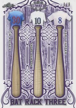 2021 Leaf Lumber - Bat Rack Triple Relics Purple #BR3-07 Tim Raines / Andre Dawson / Gary Carter Front