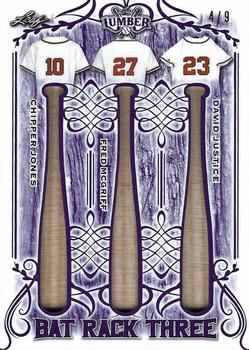 2021 Leaf Lumber - Bat Rack Three Purple #BR3-17 Chipper Jones / Fred McGriff / David Justice Front