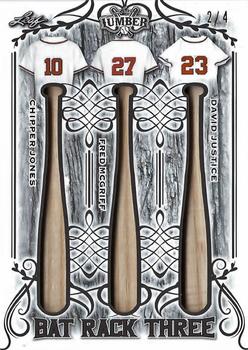 2021 Leaf Lumber - Bat Rack Triple Relics Pewter #BR3-17 Chipper Jones / Fred McGriff / David Justice Front