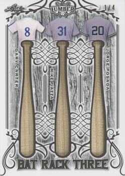 2021 Leaf Lumber - Bat Rack Triple Relics Pewter #BR3-22 Gary Carter / Mike Piazza / Jorge Posada Front