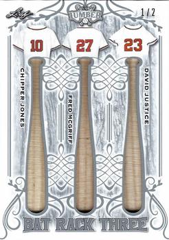 2021 Leaf Lumber - Bat Rack Triple Relics Silver #BR3-17 Chipper Jones / Fred McGriff / David Justice Front
