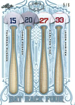 2021 Leaf Lumber - Bat Rack Four Platinum #BR4-11 Thurman Munson / Jorge Posada / Carlton Fisk / Jason Varitek Front