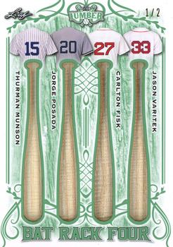 2021 Leaf Lumber - Bat Rack Four Emerald #BR4-11 Thurman Munson / Jorge Posada / Carlton Fisk / Jason Varitek Front