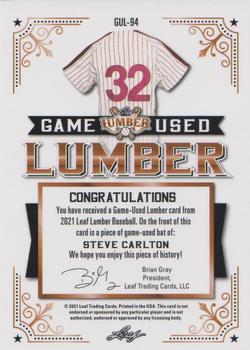 2021 Leaf Lumber - Game Used Lumber Platinum #GUL-94 Steve Carlton Back