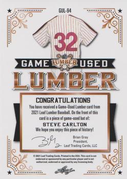 2021 Leaf Lumber - Game Used Lumber Emerald #GUL-94 Steve Carlton Back