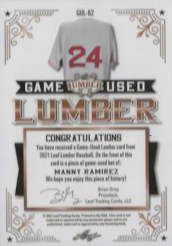 2021 Leaf Lumber - Game Used Lumber Pewter #GUL-62 Manny Ramirez Back