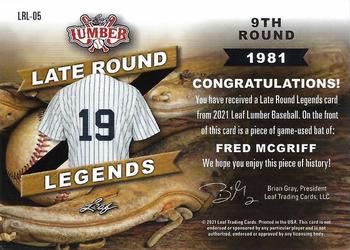 2021 Leaf Lumber - Late Round Legends Red #LRL-05 Fred McGriff Back