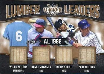 2021 Leaf Lumber - Lumber Leaders Relics Bronze #LL2-03 Willie Wilson / Reggie Jackson / Robin Yount / Paul Molitor Front