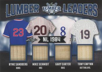 2021 Leaf Lumber - Lumber Leaders Relics Navy Blue #LL2-05 Ryne Sandberg / Mike Schmidt / Gary Carter / Tony Gwynn Front