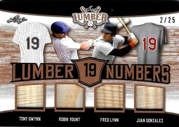 2021 Leaf Lumber - Lumber Numbers Relics Bronze #LN-13 Tony Gwynn / Robin Yount / Fred Lynn / Juan Gonzalez Front