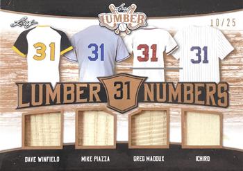 2021 Leaf Lumber - Lumber Numbers Relics Bronze #LN-21 Dave Winfield / Mike Piazza / Greg Maddux / Ichiro Front