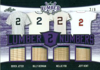 2021 Leaf Lumber - Lumber Numbers Relics Purple #LN-02 Derek Jeter / Billy Herman / Nellie Fox / Jeff Kent Front