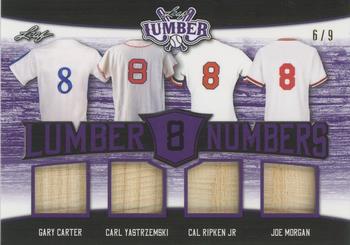 2021 Leaf Lumber - Lumber Numbers Relics Purple #LN-07 Gary Carter / Carl Yastrzemski / Cal Ripken Jr. / Joe Morgan Front