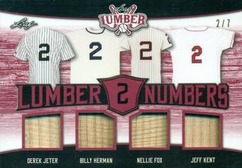 2021 Leaf Lumber - Lumber Numbers Relics Red #LN-02 Derek Jeter / Billy Herman / Nellie Fox / Jeff Kent Front