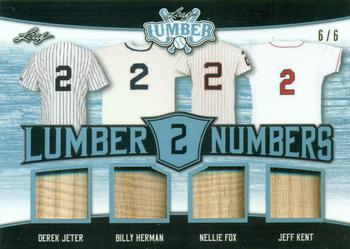 2021 Leaf Lumber - Lumber Numbers Relics Platinum #LN-02 Derek Jeter / Billy Herman / Nellie Fox / Jeff Kent Front