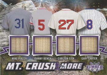 2021 Leaf Lumber - Mt. Crushmore Relics Purple #MC-14 Mike Piazza / Johnny Bench / Carlton Fisk / Gary Carter Front