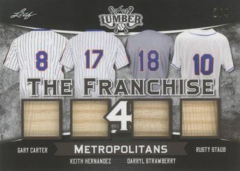 2021 Leaf Lumber - The Franchise 4 Relics Pewter #TF4-12 Gary Carter / Keith Hernandez / Darryl Strawberry / Rusty Staub Front