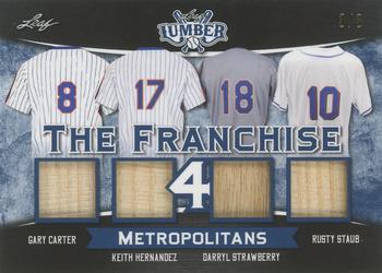 2021 Leaf Lumber - The Franchise 4 Relics Navy Blue #TF4-12 Gary Carter / Keith Hernandez / Darryl Strawberry / Rusty Staub Front