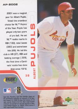 2002 Upper Deck Collectibles MLB PlayMakers #AP-2002 Albert Pujols Back