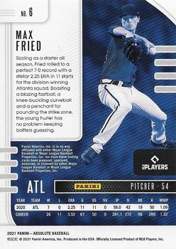 2021 Panini Absolute #6 Max Fried Back