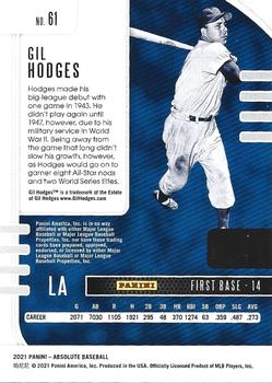 2021 Panini Absolute #61 Gil Hodges Back