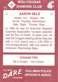 1991 Washington State Cougars #11 Aaron Sele Back