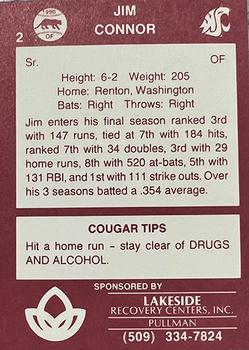 1990 Washington State Cougars #2 Jim Connor Back